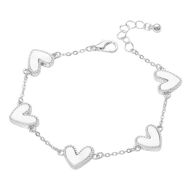 Sensibling Corp. - Wholesale Charm/Dangle Bracelet - Mother of Pearl Heart Charm Station Bracelet3