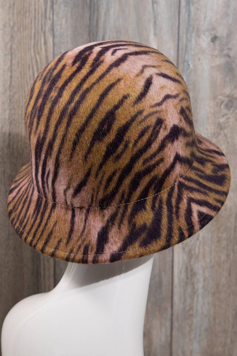 Mutl rosa Cappello cloche a campana in lana 100% con stampa animale in vendita all'ingrosso su Faire6