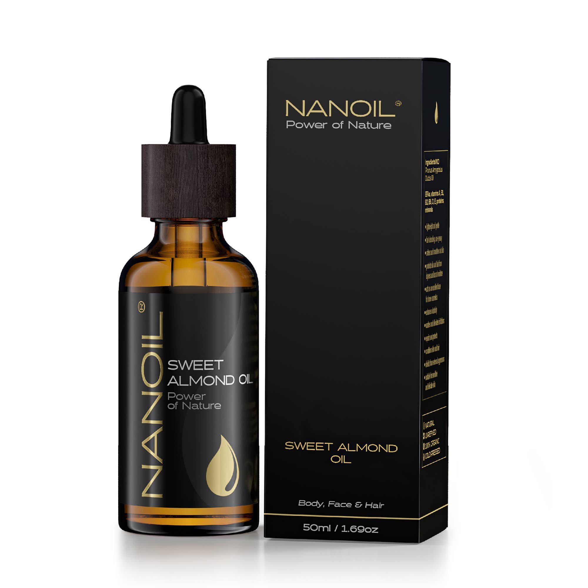 Everett Cosmetics - Wholesale Bath/Body Oil - Nanoil Almond Oil – Organic, Cold-Pressed and Unrefined1