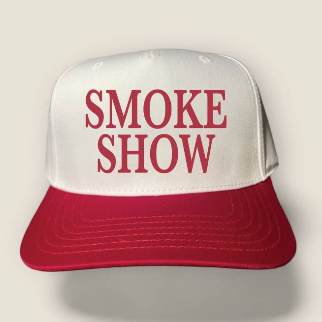 Happi Style - Wholesale Trucker Hat - Unisex - Smoke Show Classic Trucker Hat | White/Red