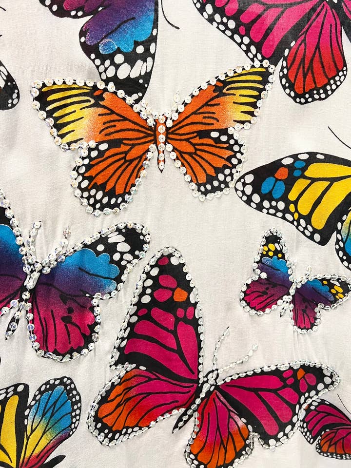 Bamboo Source Tropical Decor - Wholesale Blouse - Women's - Sequined Butterfly Summer Top/Cover Up1