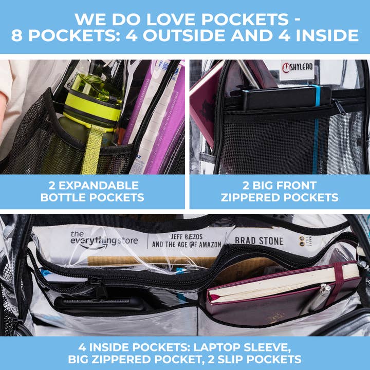 Rhinocéros noir Sac à dos transparent pour école XL | Fermeture éclair supérieure YKK® | Black Rhino en vente sur Faire7