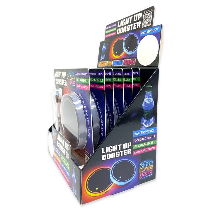 Car Vibez LED Light-Up Coaster Mood Light - 6/Display for wholesale by Novelty Brands