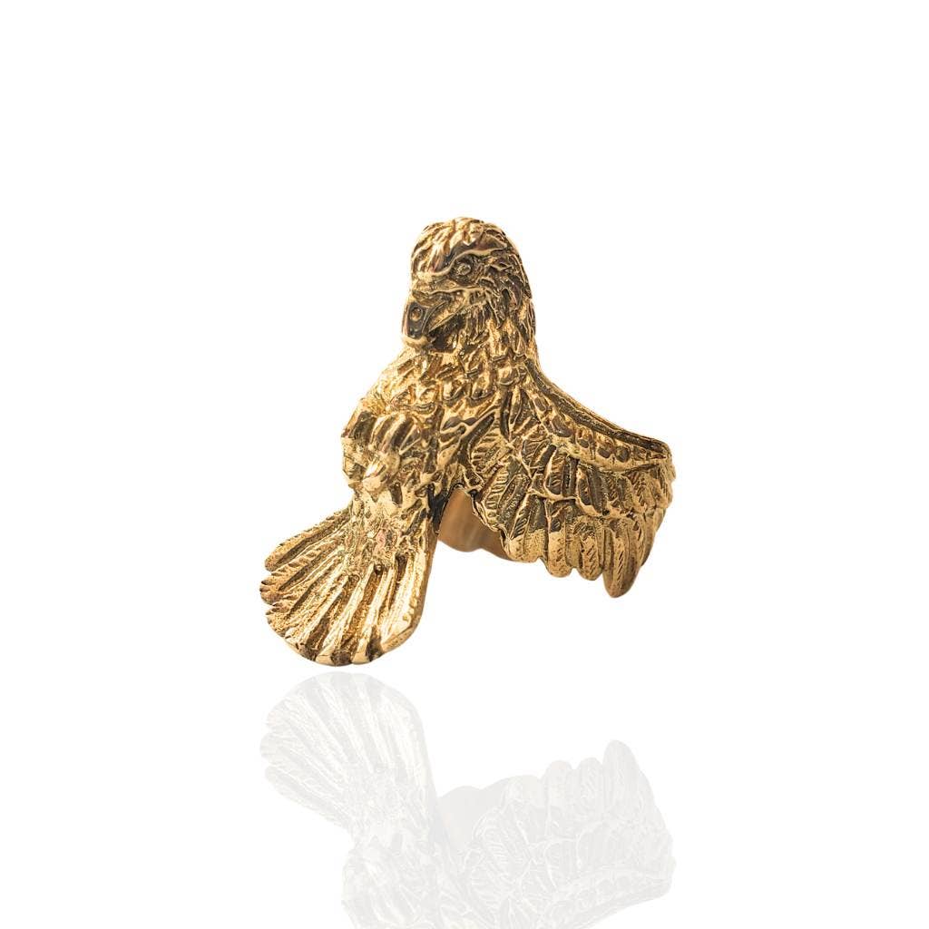 Dreamers of Dreams – wholesale Cocktail/statement ring – Hawk Ring - Brass Spirit Animal Statement Ring3
