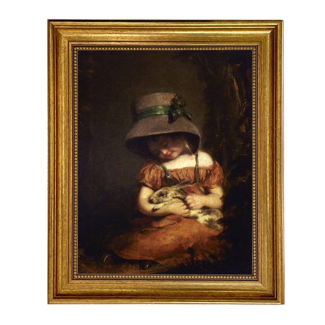 Madison Bay Co. - Historical Home Decor Reproductions - Vente Tableau/dessin - Fille avec lapin Impression de peinture vintage sur toile2