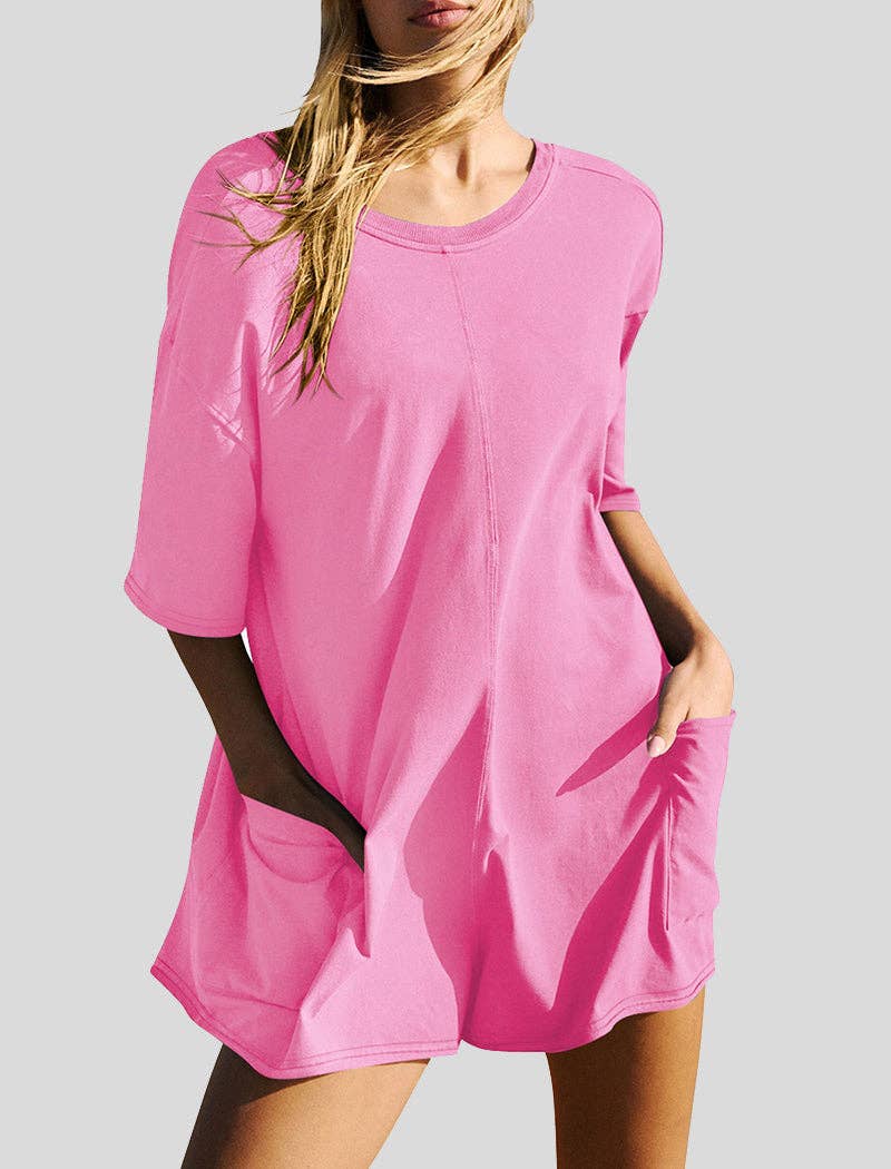 safistyle - Wholesale Romper - Women's - Short Sleeve Backless V-Neck Loose Romper1