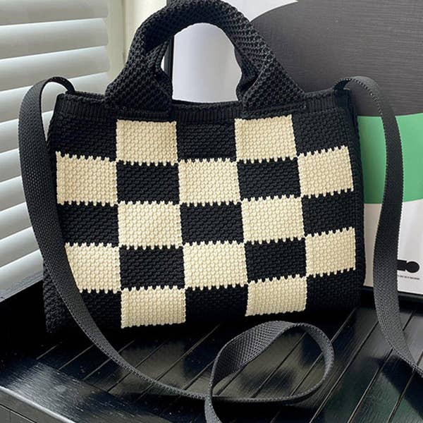 UZ Wholesale Store - Wholesale Tote Bag - Women's - Checkerboard Woven Handbag Crossbody Bags