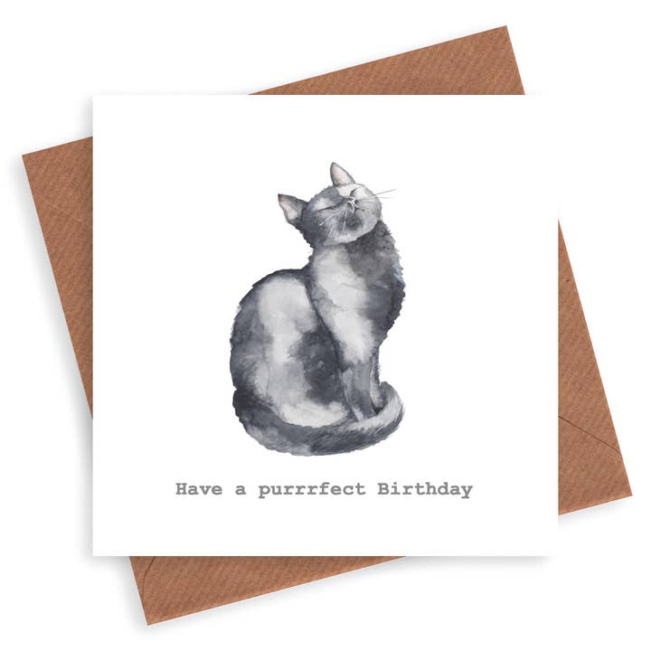 Carte d'anniversaire - Carte d'anniversaire de chat pour la vente par Crumble & Core