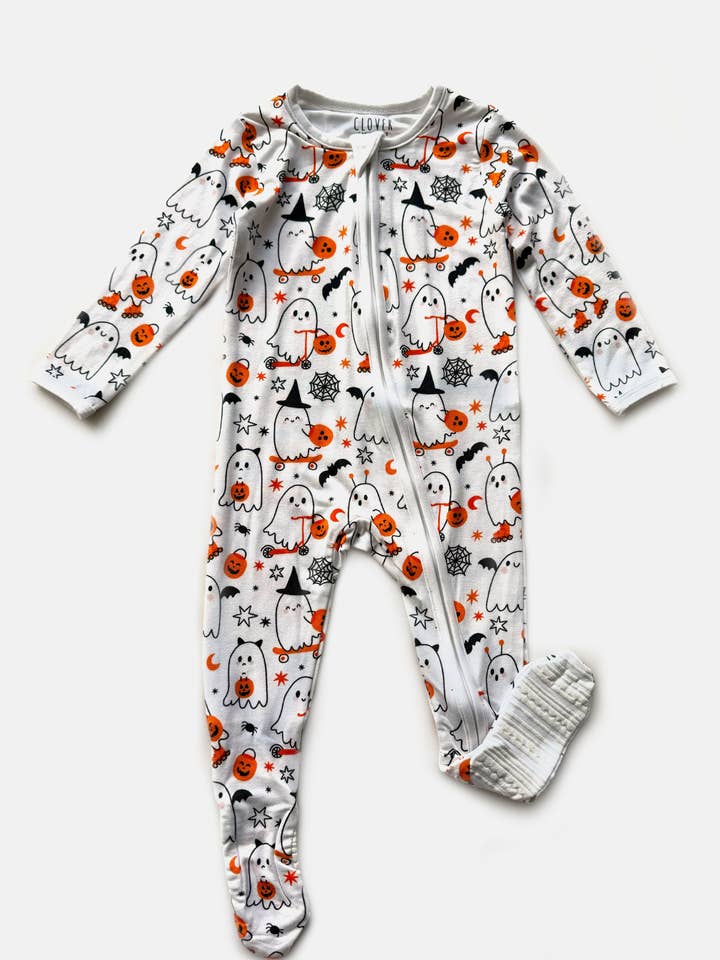 Soft & Stretchy Zipper Footie - Halloween for wholesale by Clover Baby & Kids