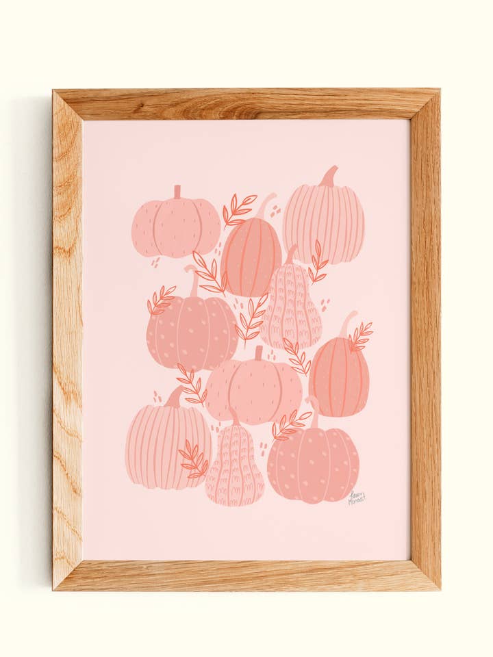 Digital Pink Pumpkins Art Print for wholesale by Lau Monart