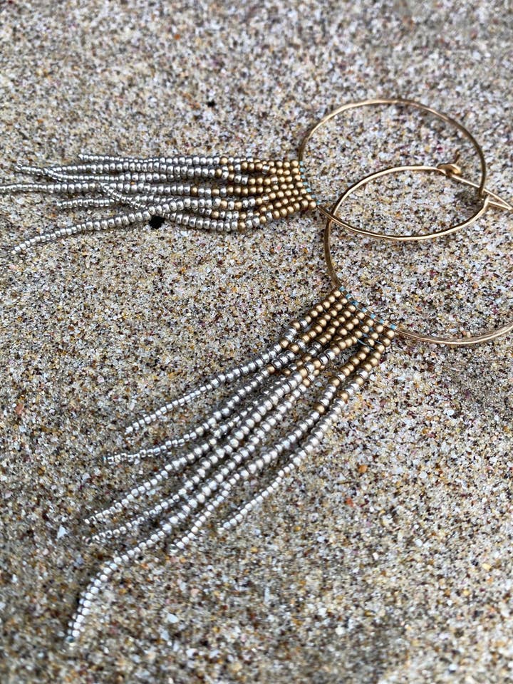 Mixed Metal Fringe Earrings for wholesale by Naomi Star Designs