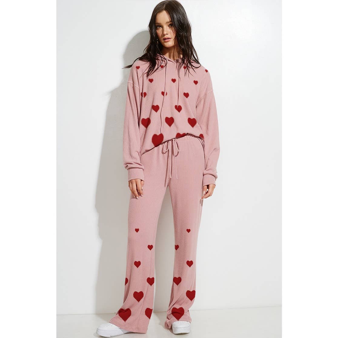Phil Love - Wholesale Graphic Sweatshirt - Women's - Heart print soft rib Hoodie loungewear set1