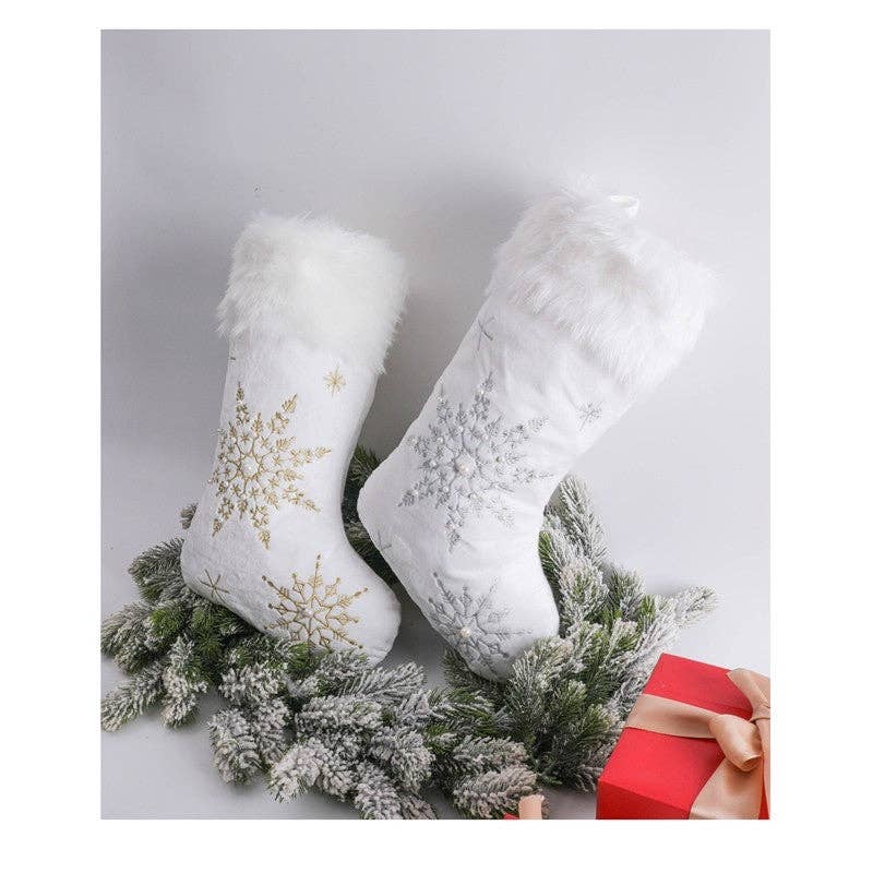 Plush Looks - Wholesale Holiday Stocking - Creative Plush Snowflake Sock Gift Bag Christmas Decoration5