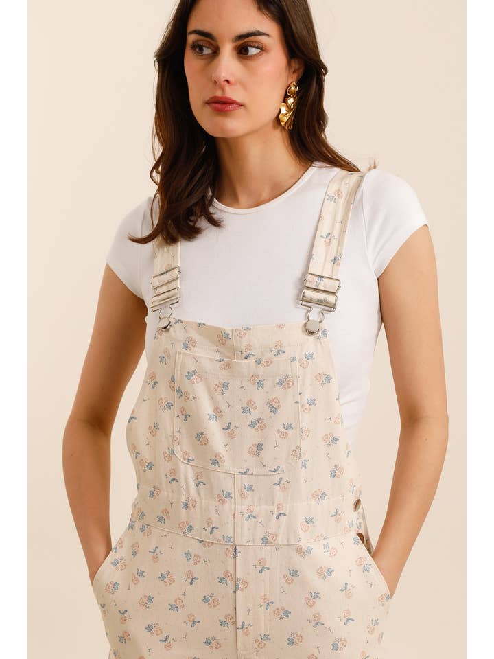 beige Salopette vintage 5782 con stampa floreale e taschino in vendita all'ingrosso su Faire1