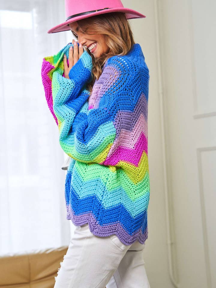 PLUS RAINBOW MULTI COLOR KNIT SWEATER CARDIGAN for wholesale on Faire12