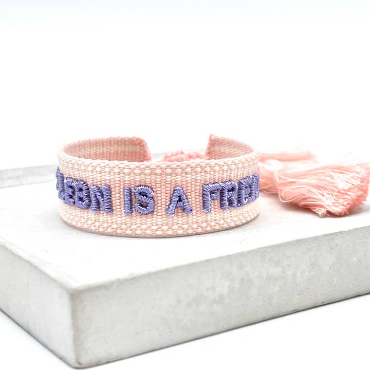 LIFE IS A JOY Statement Bracelet woven, embroidered for wholesale by Parsley & Pepper