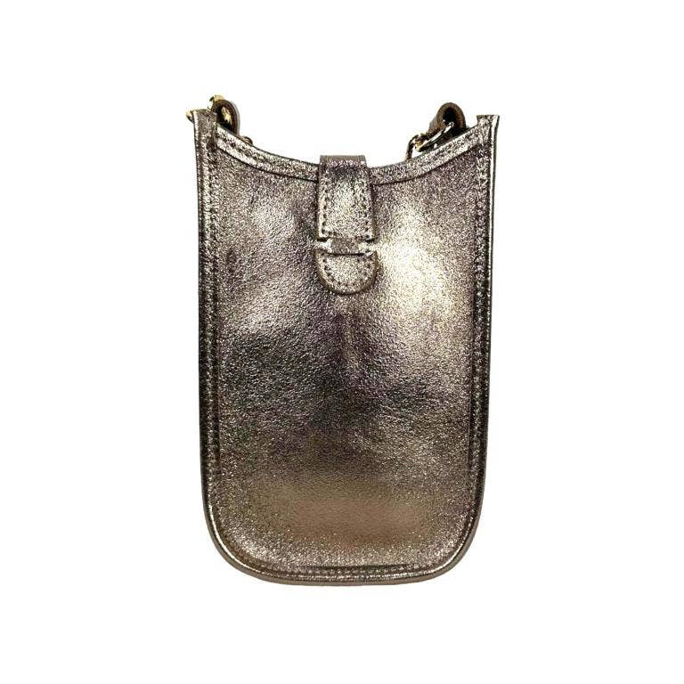 Chenson & Gorett - Vente Sac à bandoulière – femme - Sac à main métallique en cuir pour femme avec rabat bouton5