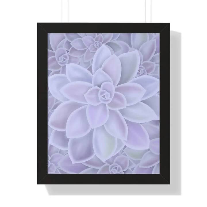 Pastel Purple Rosette Graptopetalum Murasaki Succulent Framed Print Wall Art With Matte Finish Poster for wholesale by The Potted Pixel