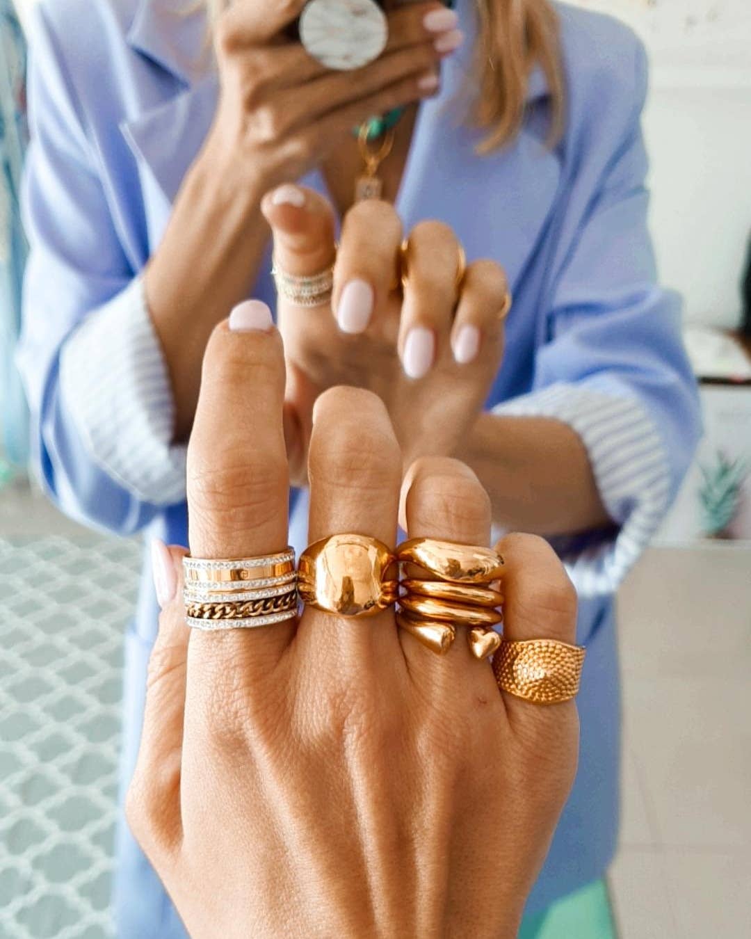 Goupi - Wholesale Band/Stacked Ring - Thin boomerang ring in gold and silver3