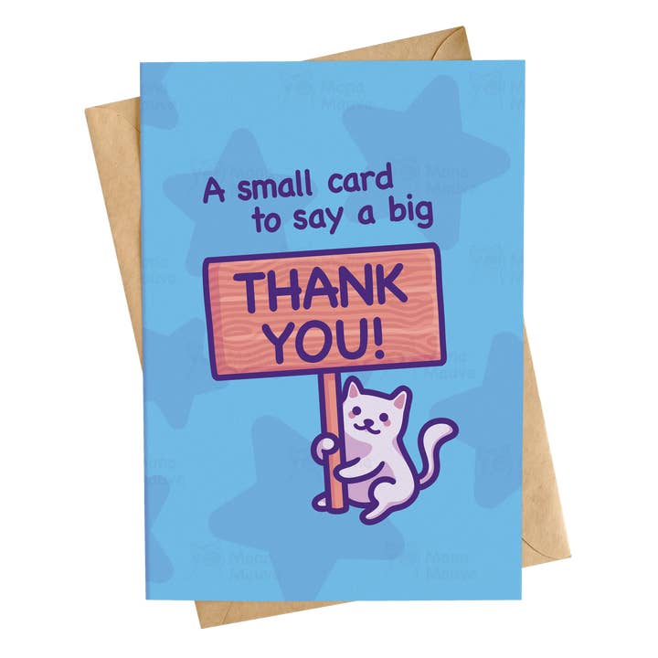 Un piccolo biglietto per dire un grande grazie | Simpatico biglietto di ringraziamento per la vendita all'ingrosso da parte di Mona Mauve • Silly Art!