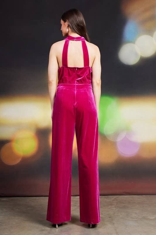 SKIES ARE BLUE - Wholesale Jumpsuit - Women's - Velvet Halter Jumpsuit
12
