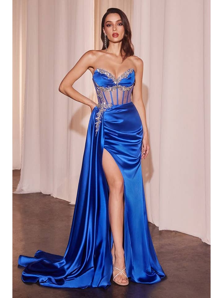 Tux-USA® - Wholesale Gown - Women's - Satin Fitted Gown With Embelishment