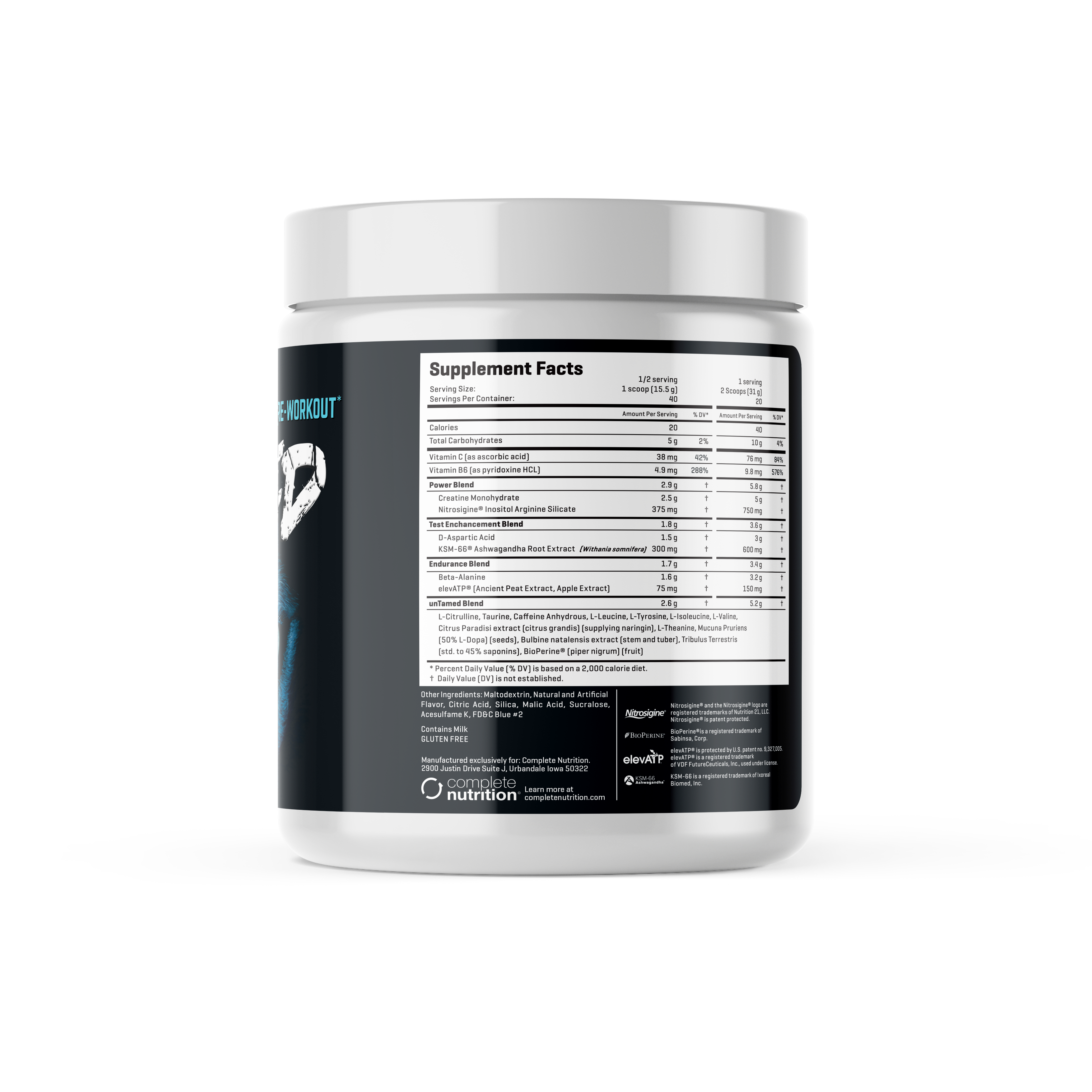 Complete Nutrition – Suplemento/vitamina oral por atacado – Testosterona Indomável Pré-treino1