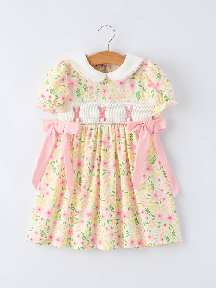 Easter Bunny Embroidery Smocking Cute Baby Girls Dress for wholesale by Rylee Faith Designs