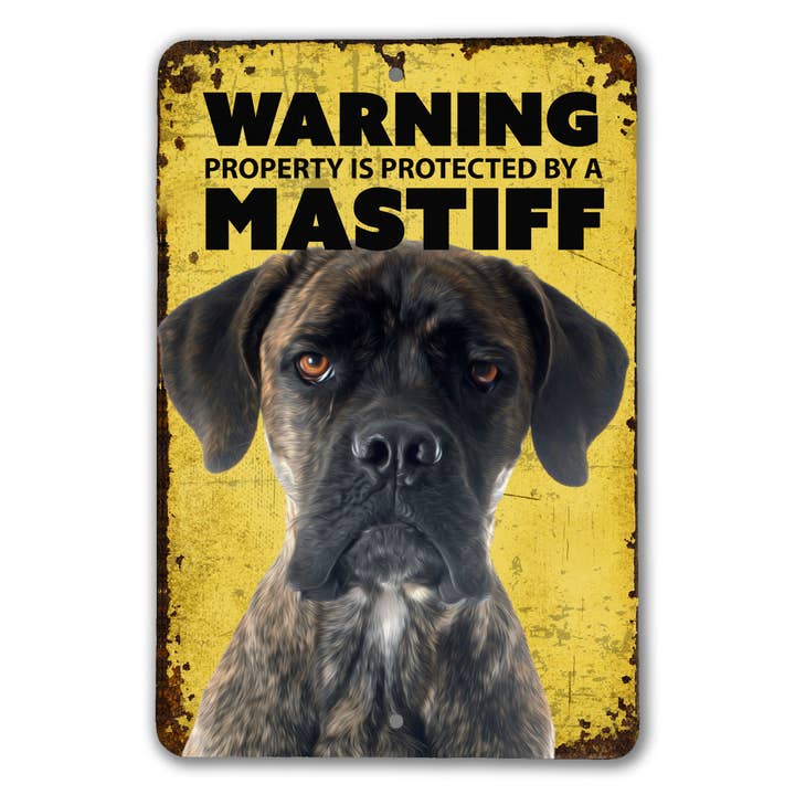 Warning Mastiff Sign for wholesale by Real Cool Stickers & Stuff