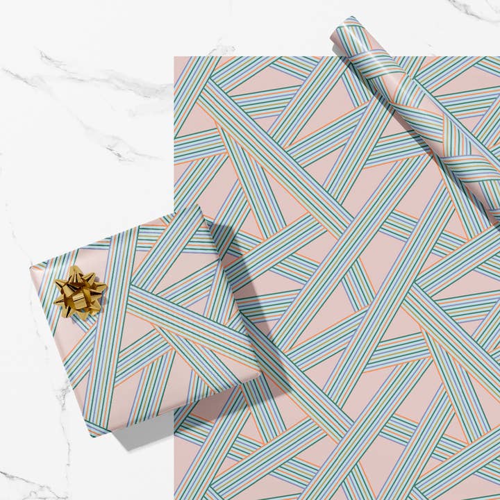 Folha de Papel de Embrulho Reciclado com Riscas Arco-Íris Cor-de-Rosa por atacado de MASU