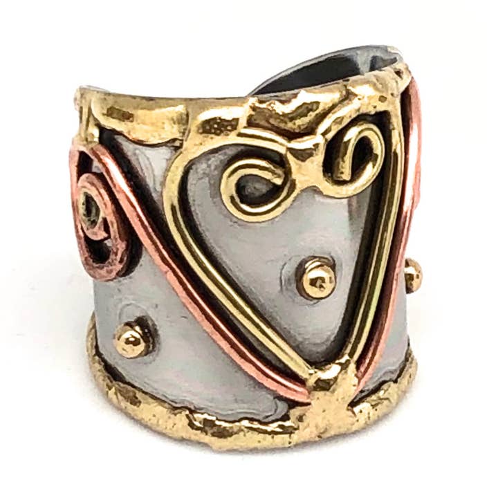 Mixed Metal Cuff Ring for wholesale by Anju Jewelry