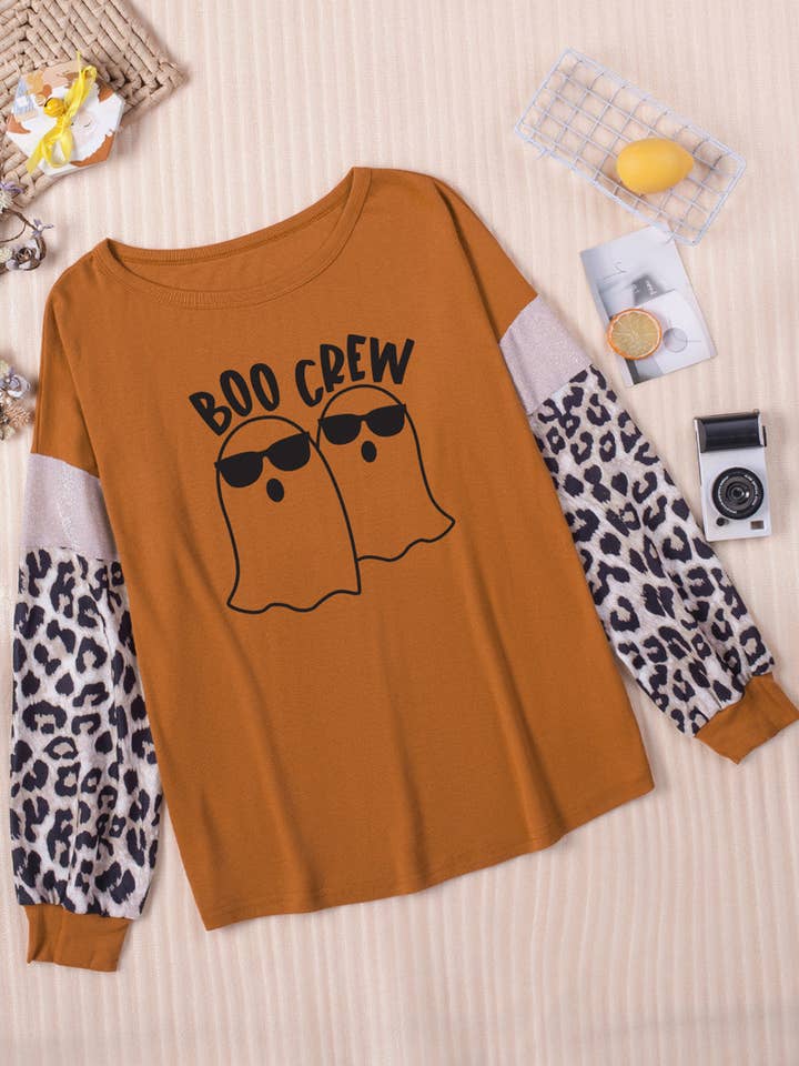 Pumpa BOO CREW Spökgrafik Rundhalsad T-shirt för wholesale på Faire