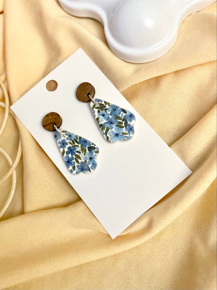 blueberry flower dainty dangle earrings for wholesale by Terra Made