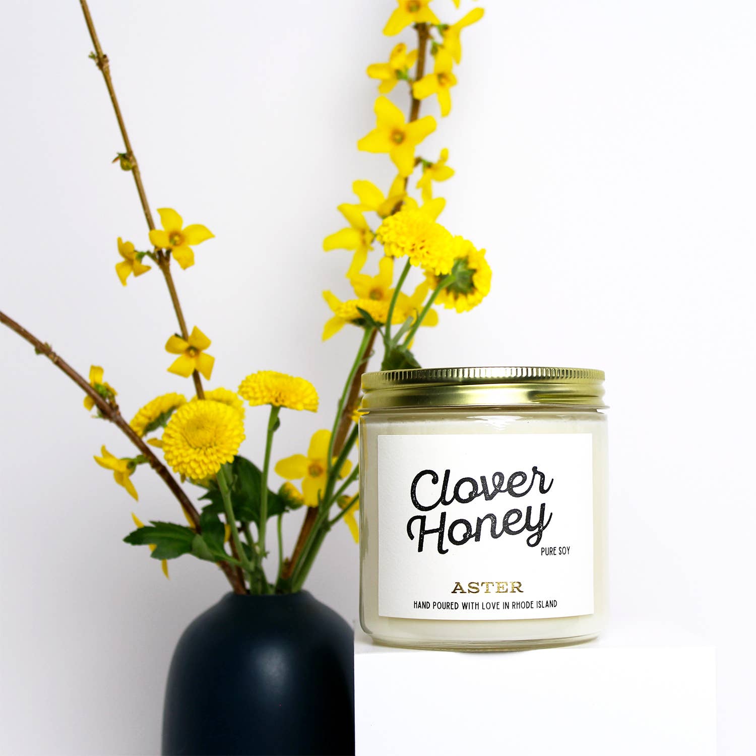Aster Candle - Wholesale Jar/Filled Candle - Clover Honey Candle - 4oz, 16oz1