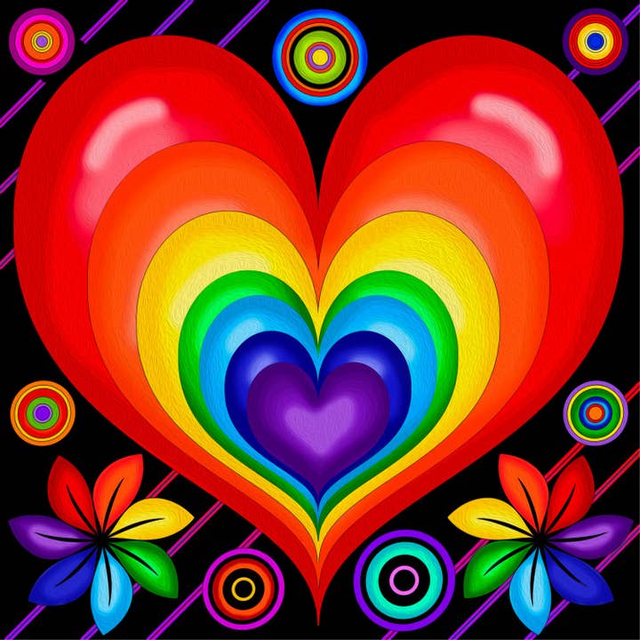 Rainbow Heart Diamond painting Art kit for wholesale by JaCaRou Puzzles Inc.