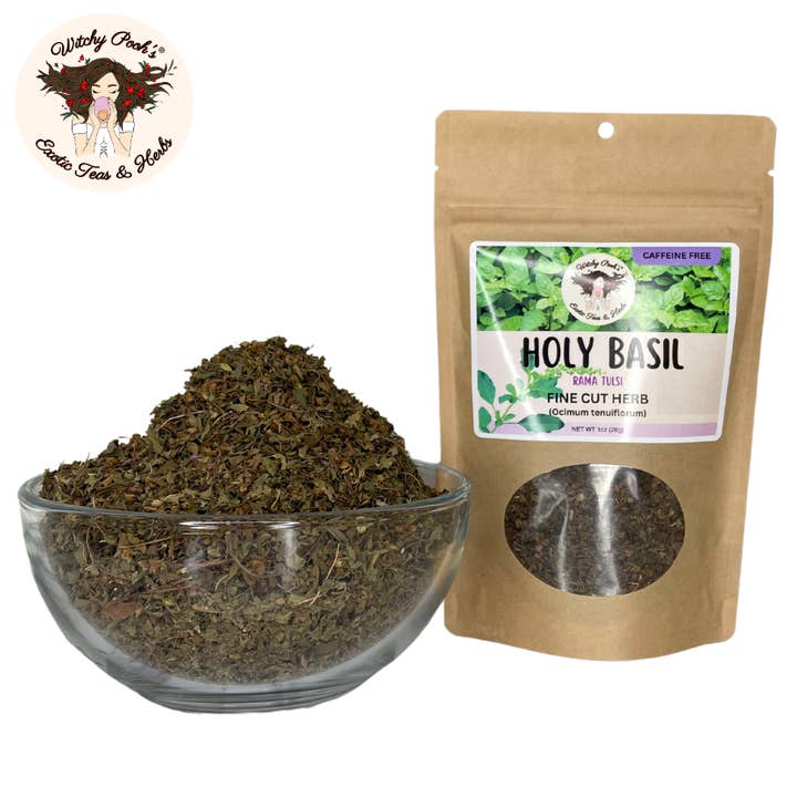 Witchy Pooh's Exotic Teas & Herbs - Venta al por mayor Tés a granel - Té de Albahaca Sagrada de Witchy Pooh - Rama Tulsi, Hoja Suelta7