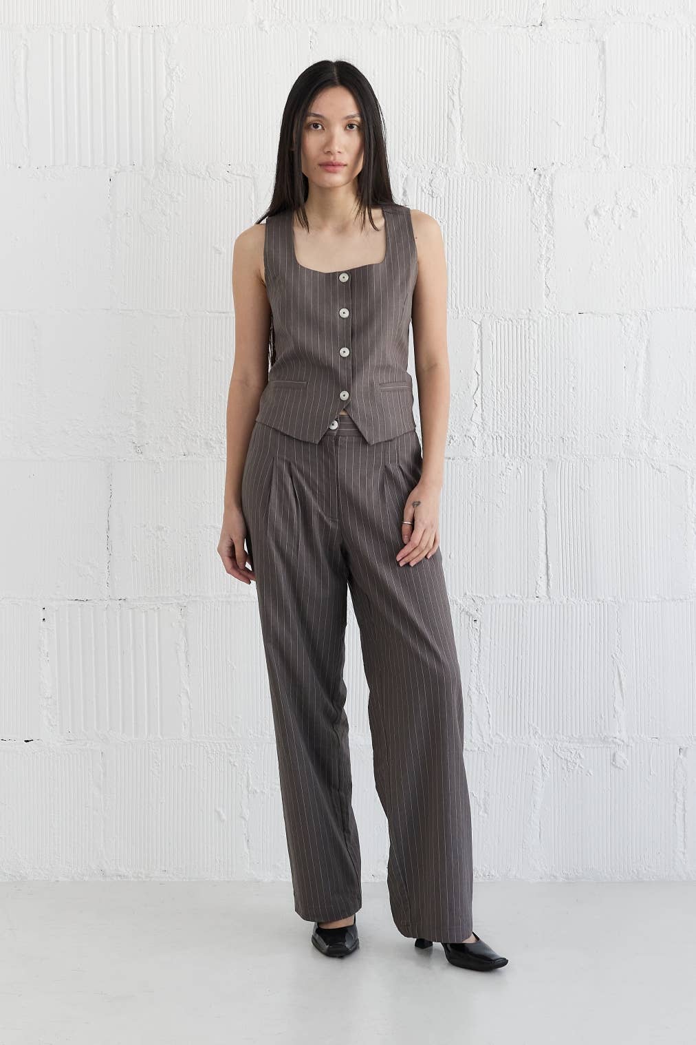 All Row - Wholesale Pants - Women's - The Frances Pants | Striped Straight Leg Linen Trousers11