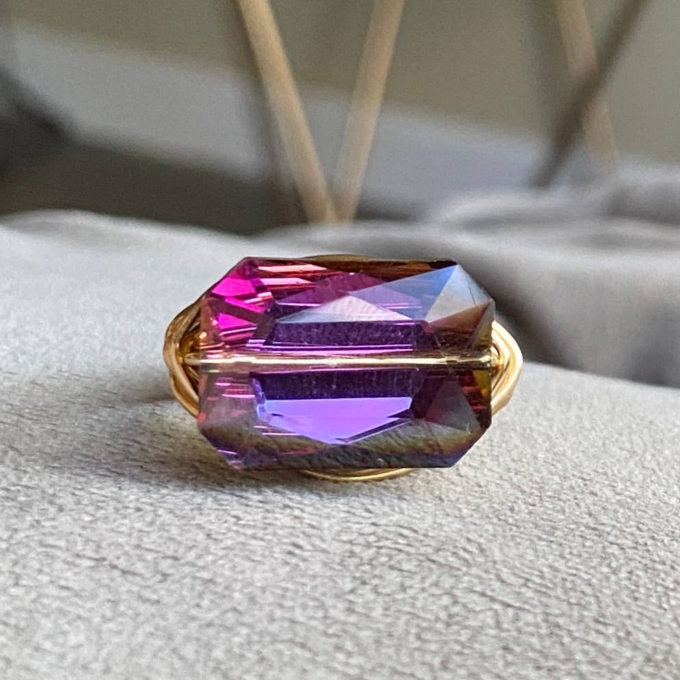 Marble Designs Jewelry – Anel de cocktail/declaração por atacado – Crystal Ring Cocktail Statement Fio Prata Envolvido1