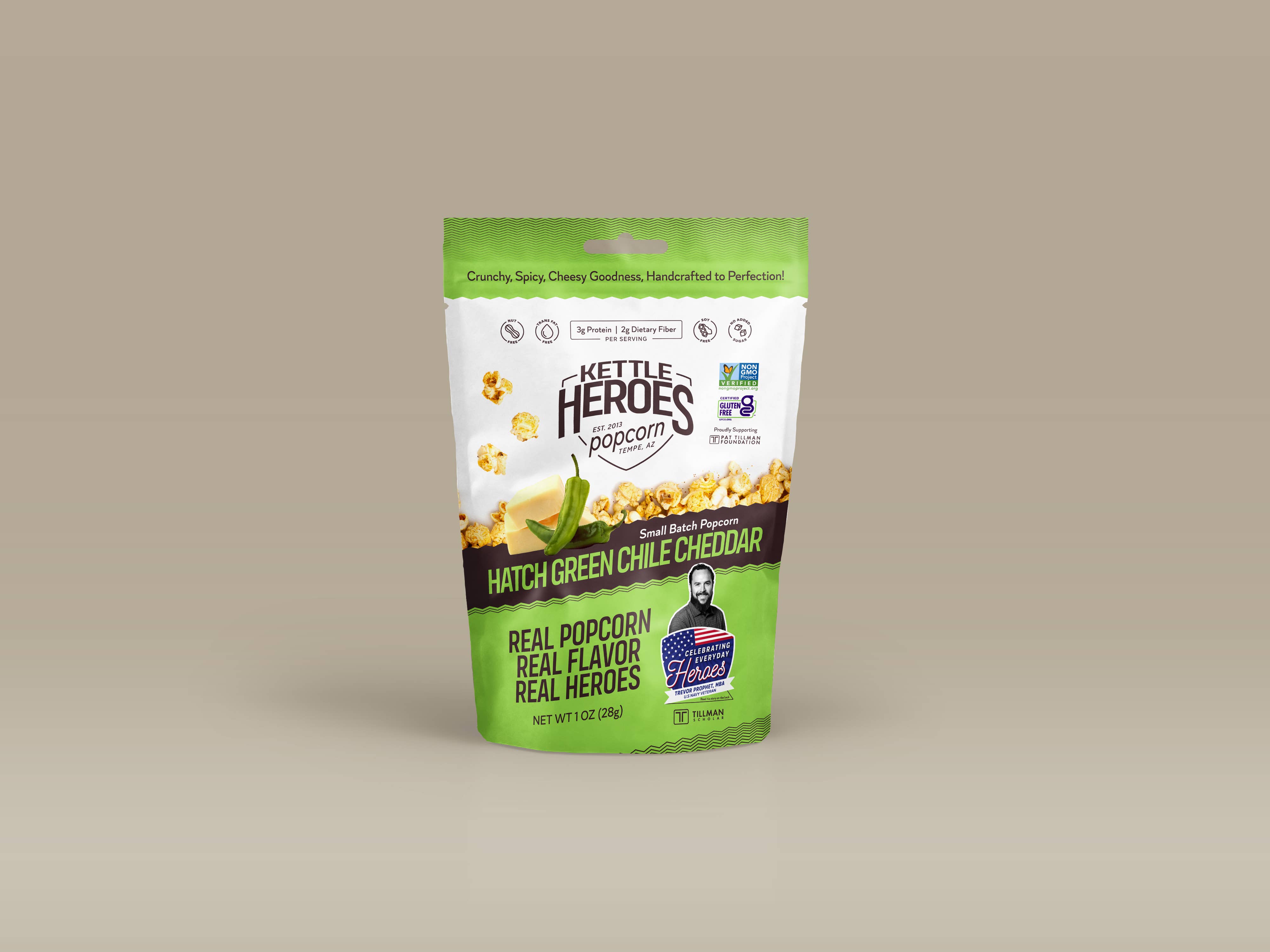 Kettle Heroes Artisan Popcorn - Wholesale Popcorn - Hatch Green Chile Cheddar Popcorn - Snack Pack