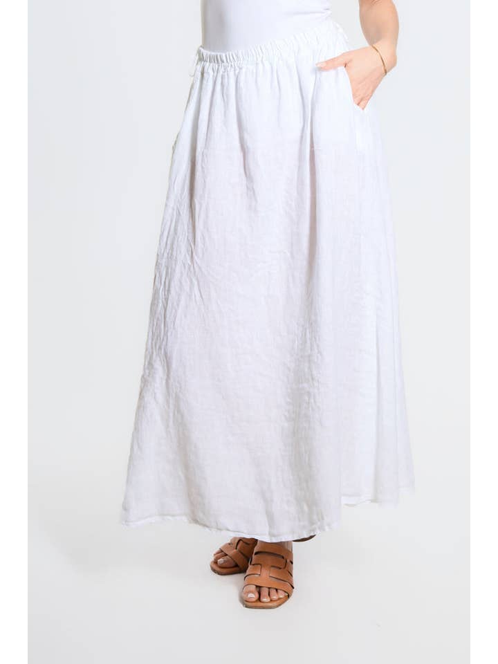 TINA Stephens Italy/Tees By Tina - Wholesale Skirt - Women's - Angie A-Line Long Linen Skirt with Pockets (SL113)9