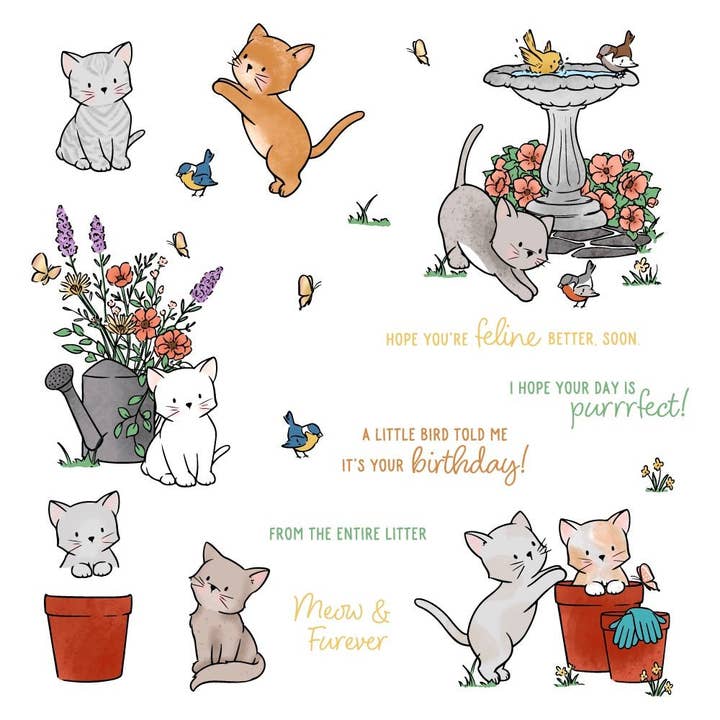 Meow & Furever - 6x8 Photopolymer Stamp Set for wholesale by Honey Bee Stamps