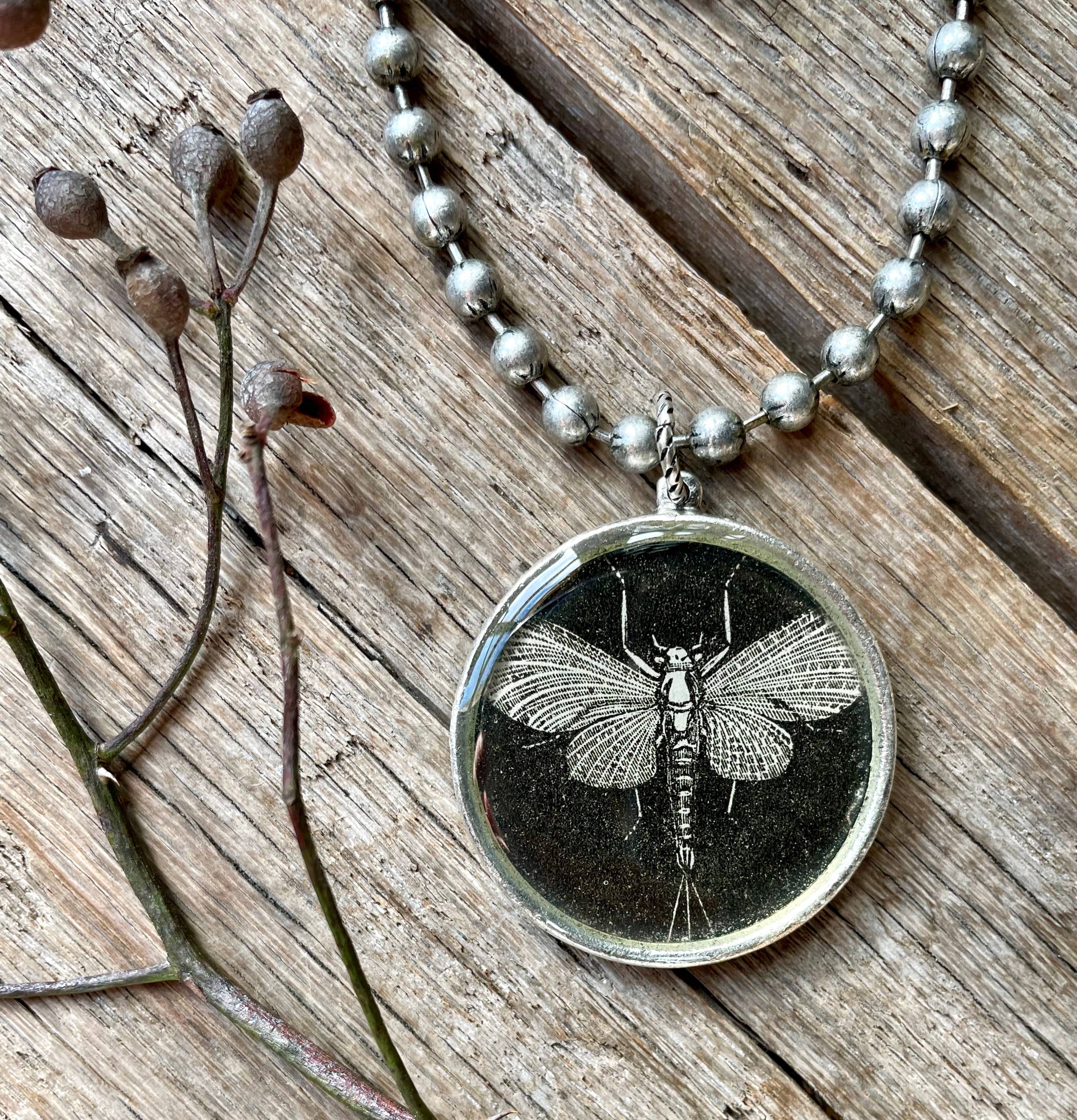 joeyfivecents – Colar pingente/pendente por atacado – Colar de prata grosso médio - botânico, pássaro, floresta6