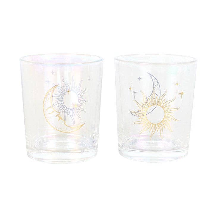 Something Different Wholesale – wholesale Candle holder – Iridescent Sun and Moon Votive Candle Holders