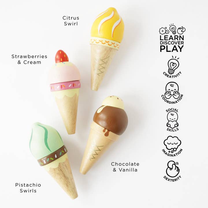 Le Toy Van, Inc. - Wholesale Toy Set - Kids - Wooden Ice Cream Cones Set2