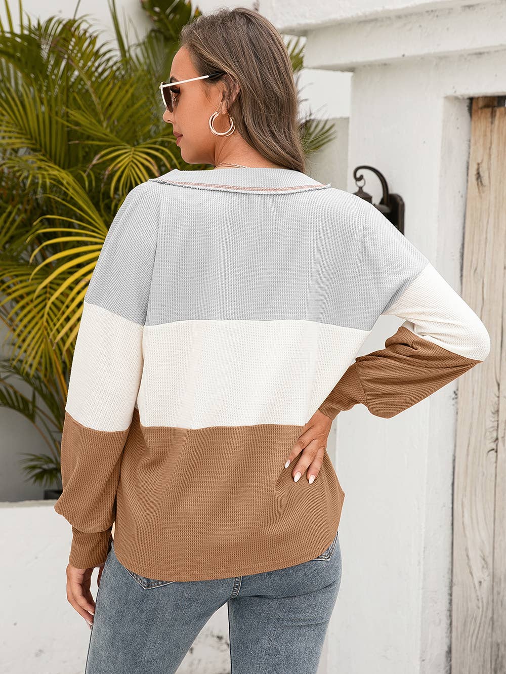 ePretty - Venta al por mayor Jersey corto de punto - Mujer - EP-TP1719 Top de punto de waffle de bloque de color11