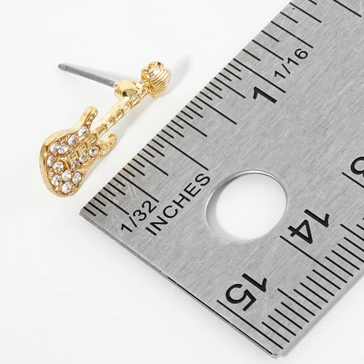 Sensibling Corp. – Brincos de pino por atacado – Brincos de Guitarra Pavimentada em Pedra de Cristal
1