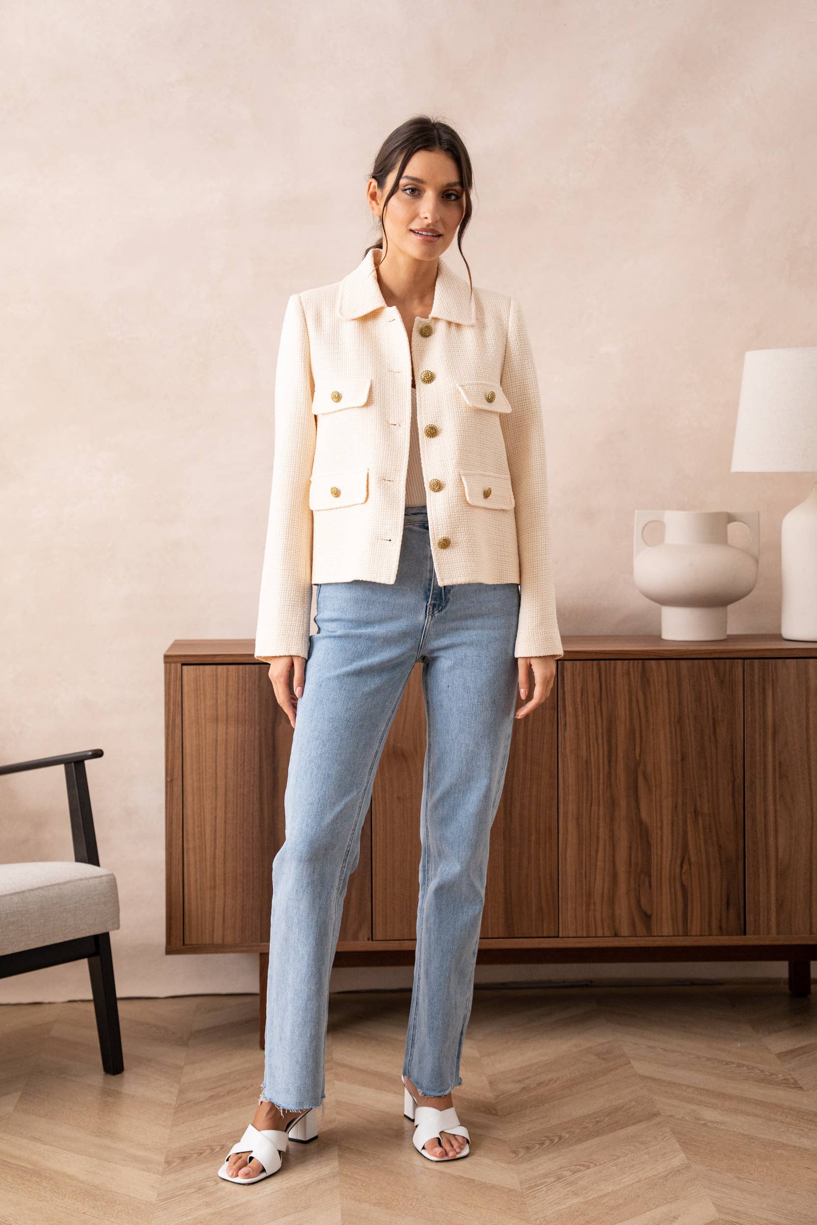 Attentif Paris - Wholesale Jacket - Women's - Straight cut plain tweed jacket33