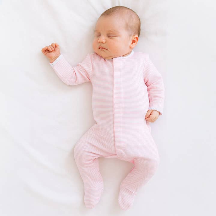 Mini Stripes Footie - Rosa für den Großhandel von Magnolia Baby