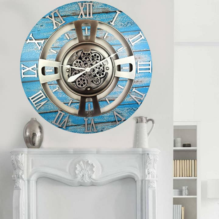 The Gears Clock - Wholesale Wall Clock - ENGLAND LINE WALL CLOCK ROUND 36 INCH OCEAN BLUE8