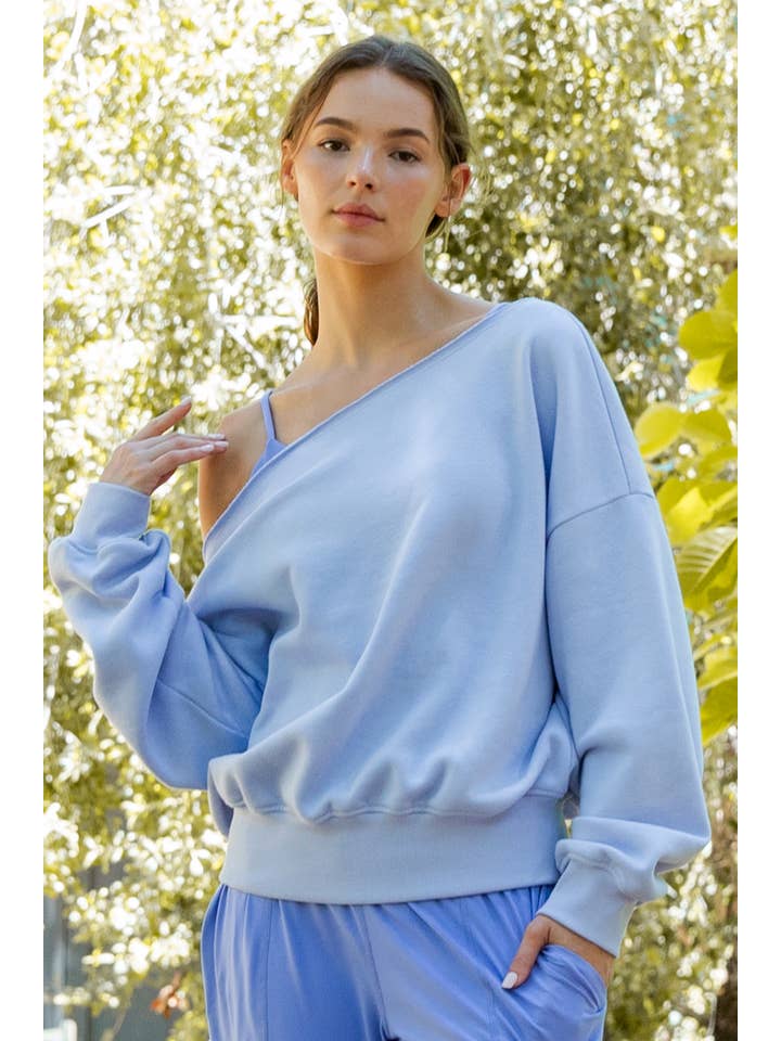 Rae Mode - Wholesale Sweatshirt - Women's - FRENCH TERRY FLEECE OFF SHOULDER SWEATSHIRT